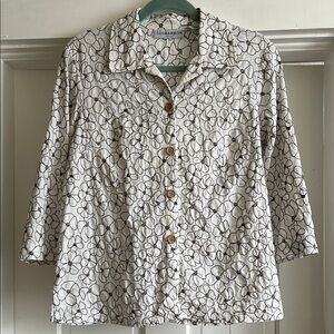 Sag Harbor Women's White Embroidered Button-Up Top